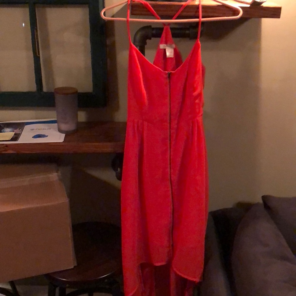 High low coral dress